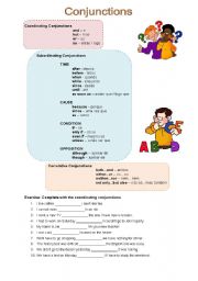 English Worksheet: Conjunctions Worksheet