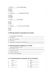 English worksheet: verb to be