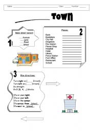 English Worksheet: Giving Directions--Make Your Own Town