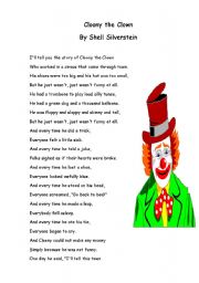 English worksheet: Cloony the clown