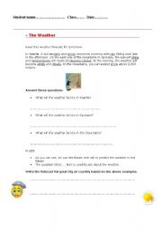 English worksheet: The Weather&the Future Tense