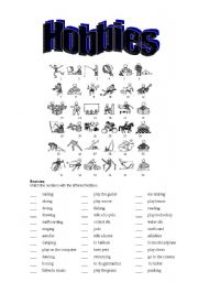 English Worksheet: hobbies