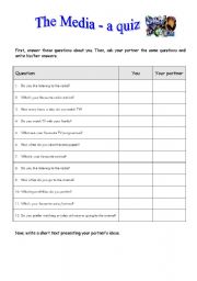 English Worksheet: The media - a quiz