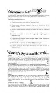 English Worksheet: St. Valentines