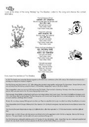 English Worksheet: Money by The Beatles