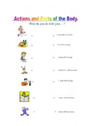 English worksheet: Actions and parts of the body