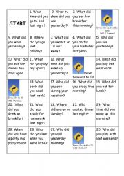 English Worksheet: board game Past Simple