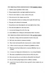 English Worksheet: PASSIVE VOICE SENTENCES