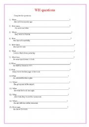 English Worksheet: WH questions