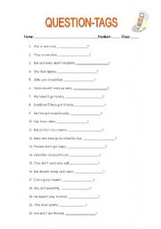 English Worksheet: Question-Tags