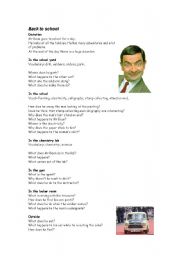 English Worksheet: Mr Bean goes to school