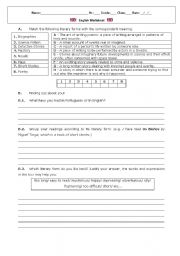 English Worksheet: Extensive Reading