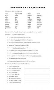 English Worksheet: ADJECTIVES AND ADVERBS