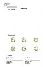English worksheet: TIME AND NUMBERS