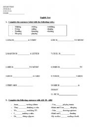 English worksheet: PRESENT CONTINUOUS 8-|