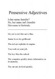 English worksheet: Possessive Adjectives