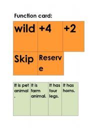 English worksheet: animal uno