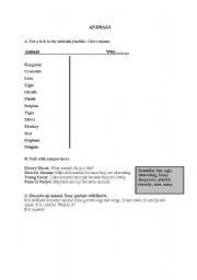 English worksheet: animals