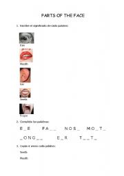 English Worksheet: Parts of the Face 1