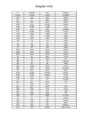 English worksheet: irregular vebs 1