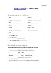 English Worksheet: Lemon Tree song by Fools Garden