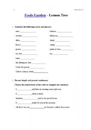 English Worksheet: Lemon Tree song by Fools Garden