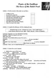 English Worksheet: Curse of the Black Pearl worksheet 1