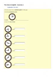 English worksheet: time in english