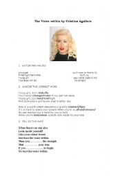 English worksheet: The Voice within by Cristina Aguilera