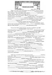 English Worksheet: Pronouns and Possessive Adjectives with Hansel and Gretel