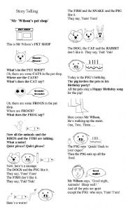 English Worksheet:  Story Telling  Mr Wilsons pet shop