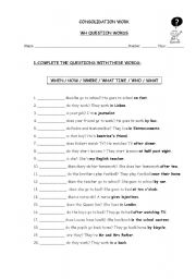 English Worksheet: WH Questions