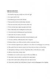 English Worksheet: Adjectives, Adverbs, Prepositions