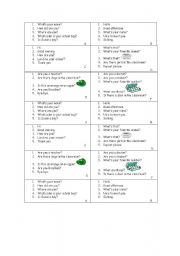English Worksheet: elementary  printable conversation cards