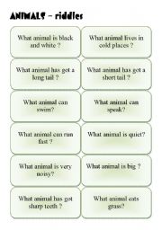 English Worksheet: ANIMALS - riddles (3 pages)