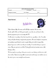 English Worksheet: Media reading comprehension exercise  