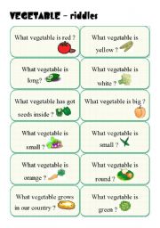 English Worksheet: VEGETABLES - riddles