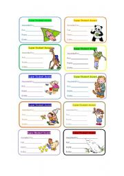 English Worksheet: Super student awards