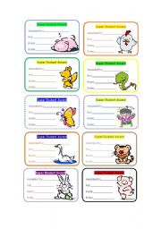 English Worksheet: Super student awards