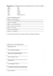 English Worksheet: Wh- questions