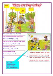 English Worksheet: WHAT ARE THEY DOING?