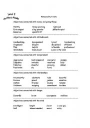 English worksheet: Personality Traits