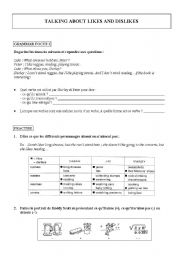English Worksheet: Talking about likes and dislikes