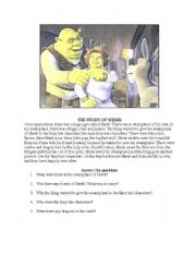English Worksheet: The Story of Shrek