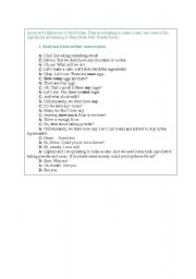 English worksheet: lets make a cake