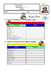 English Worksheet: Wh- questions 