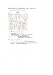 English Worksheet: There is- are