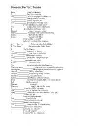 English Worksheet:  Small test from PRESENT PERFECT TENSE 2