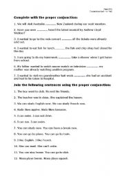 English worksheet: Conjunctions