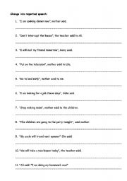 English Worksheet: Repoted speech1